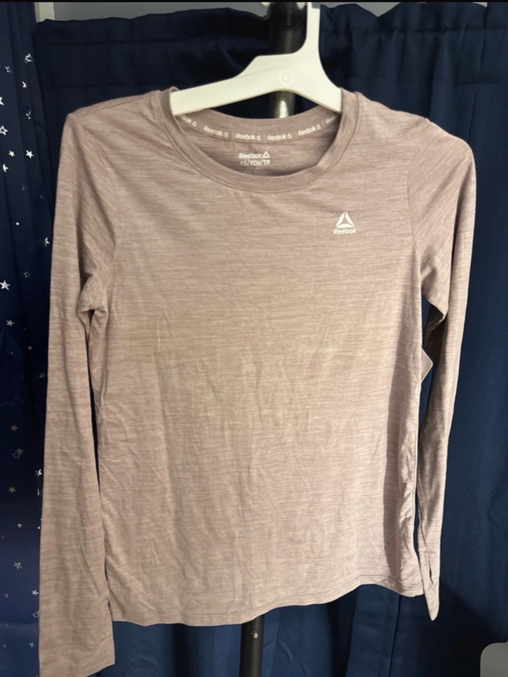 Reebok Long-Sleeve Performance Tee in Dusty Mauve